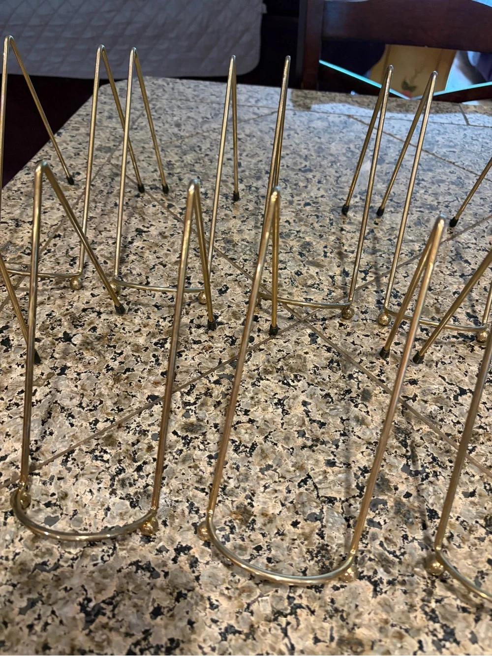 Gold Tone Vintage Footed Easels for Plates Lot of 10!
